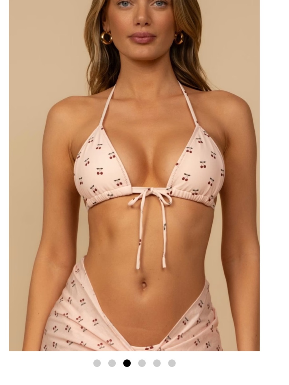 Montce Light Pink Cherry-Print Triangle Bikini Top